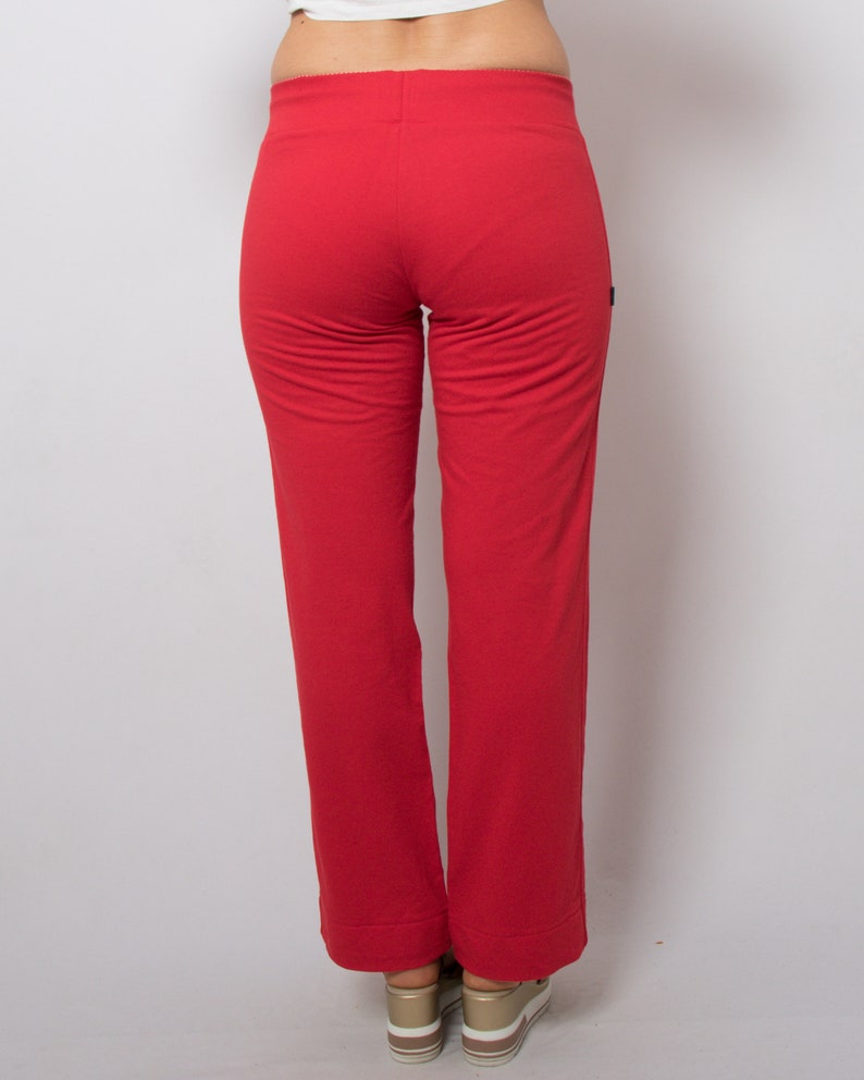 Vintage Red Cotton Drawstring Pants Flare Pants Women Festival Summer Medium Size image 6