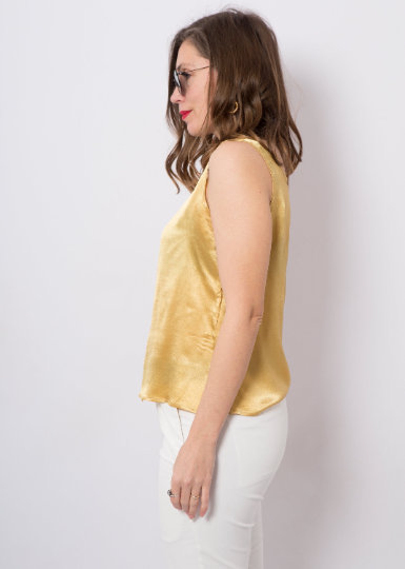 90s Silk Tank Top Silk Camisole Top Cami Top Yellow Silk Etsy