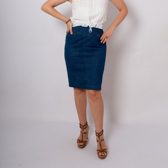 FENDI Vintage Denim Skirt Jean Skirt High Waist Pe