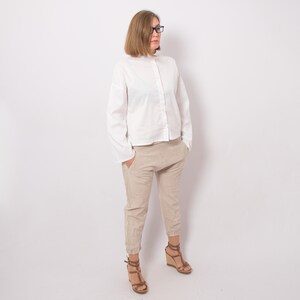 Adele Fado Beige Silk Pants Drop Crotch Pants Elastic Waist can fit Small Medium Size Gift Made in Italy image 8