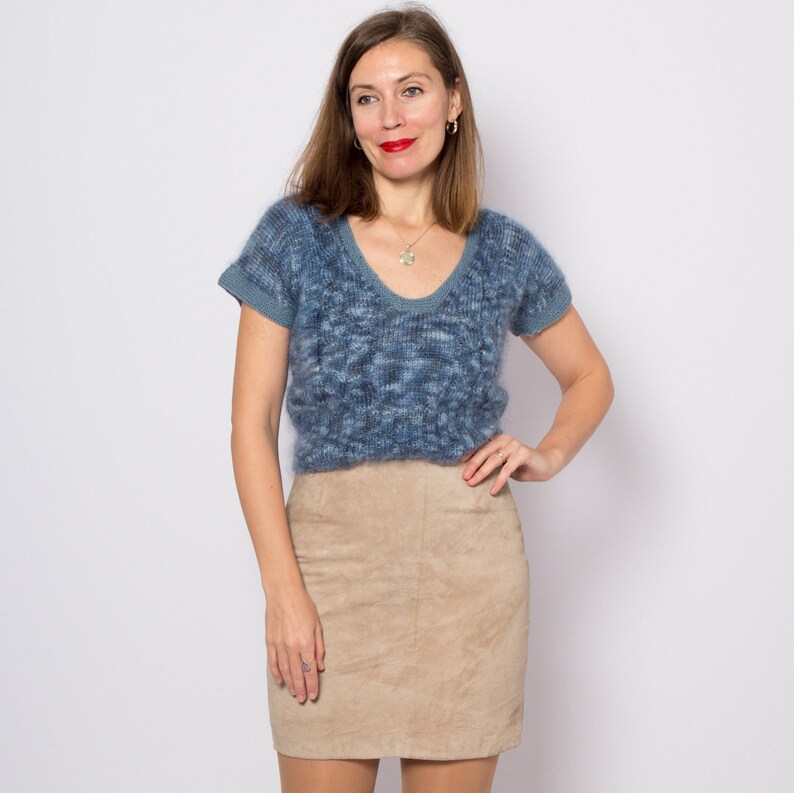 Suede Skirt Leather Mini Skirt Small Size W 29