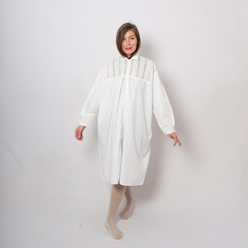 RARE Victorian Nightgown Edwardian Cotton Nightgown Eyelet Etsy