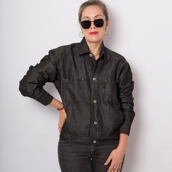 VERSACE Classic Black Denim Jacket Jean Jacket Den