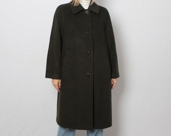 LUX langer grüner Wollmantel Wolle Pea Coat Einreihiger Mantel mittlerer Größe Geschenk für Freundin Frau Schwester