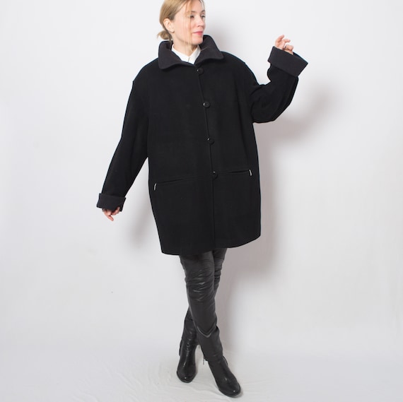 CLASSIC Lux Black Cashmere Coat Soft Short Winter Coat Feminine