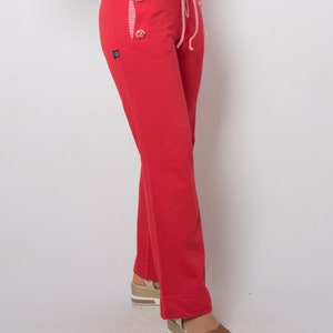 Vintage Red Cotton Drawstring Pants Flare Pants Women Festival Summer Medium Size image 7