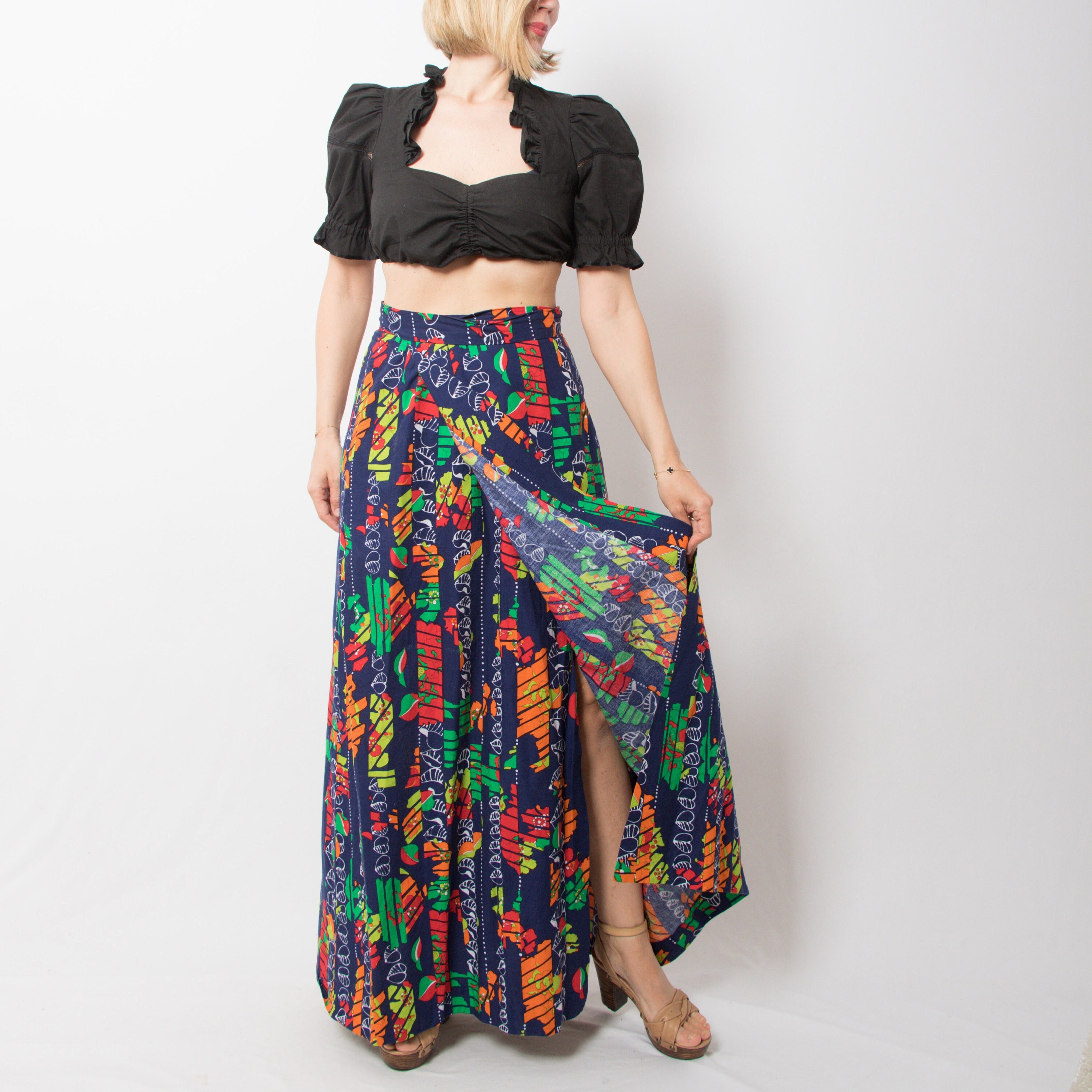 【HI FI FNK】(W) Cloud Wrap Skirt Vintage Wrap Around Skirt Maxi Wrap Skirt One Size Best Fit