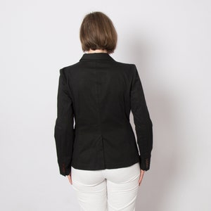 Classic Black Slim Fit Blazer Summer Cotton Jacket Lapel Collar one button Closure Medium Size Gift image 6