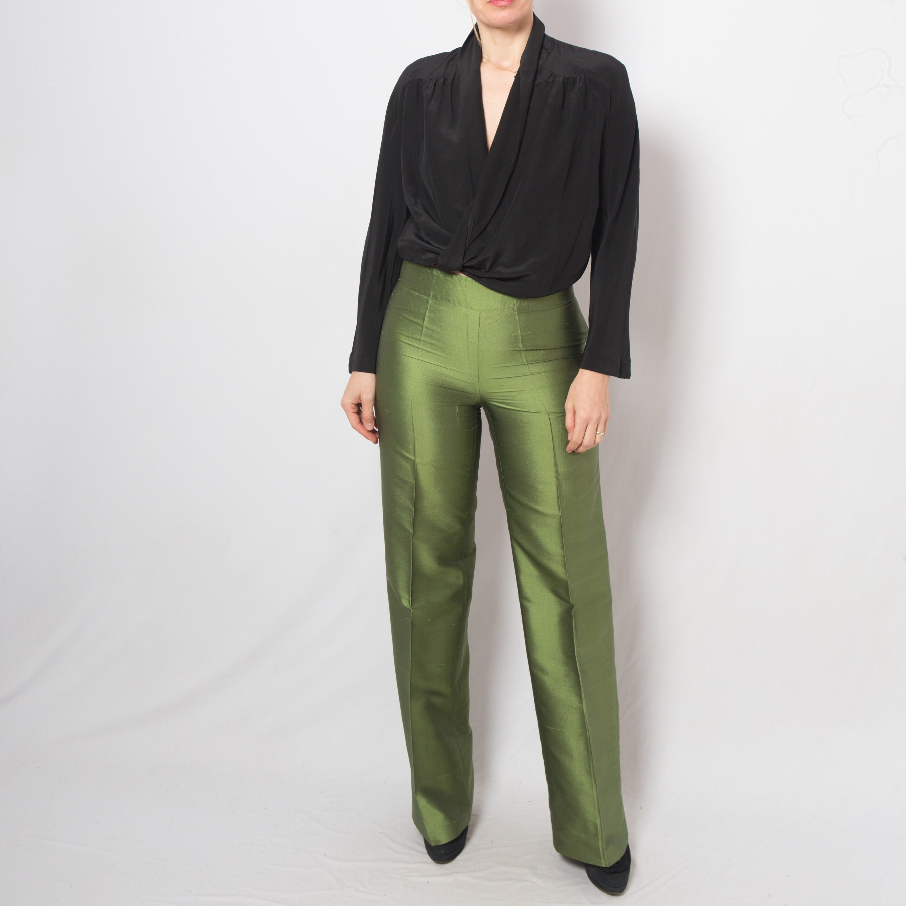 Buy MAX MARA Silk Trousers Emerald Green Silk Pants Formal Evening Online  in India  Etsy
