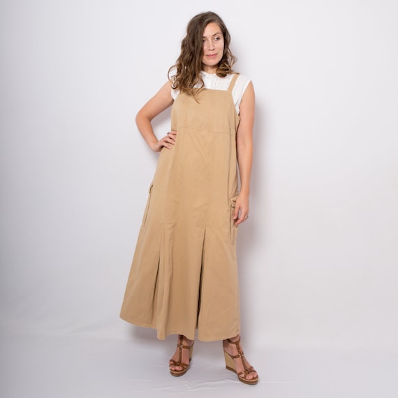 Pinafore Dress Overall Dress Brown Denim Jumpsuit