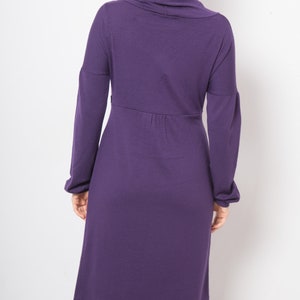 Robe pull en laine violette MARELLA Robe pull en laine Robe à col bénitier Robe chaude d'hiver confortable Cadeau de taille moyenne pour petite amie femme Lady image 4