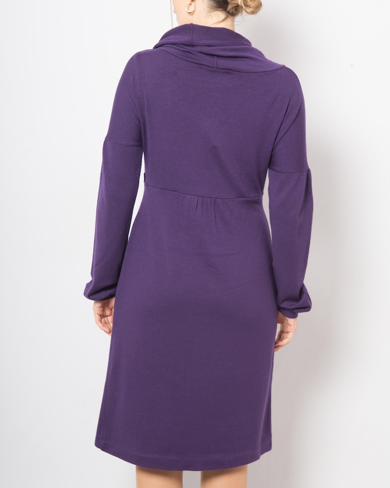 Robe pull en laine violette MARELLA Robe pull en laine Robe à col bénitier Robe chaude d'hiver confortable Cadeau de taille moyenne pour petite amie femme Lady image 4