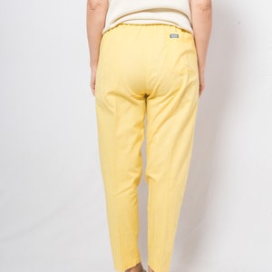 Vintage Lemon Yellow Pants Elastic Waist Pants Summer Yacht Travel Style Medium Size image 6