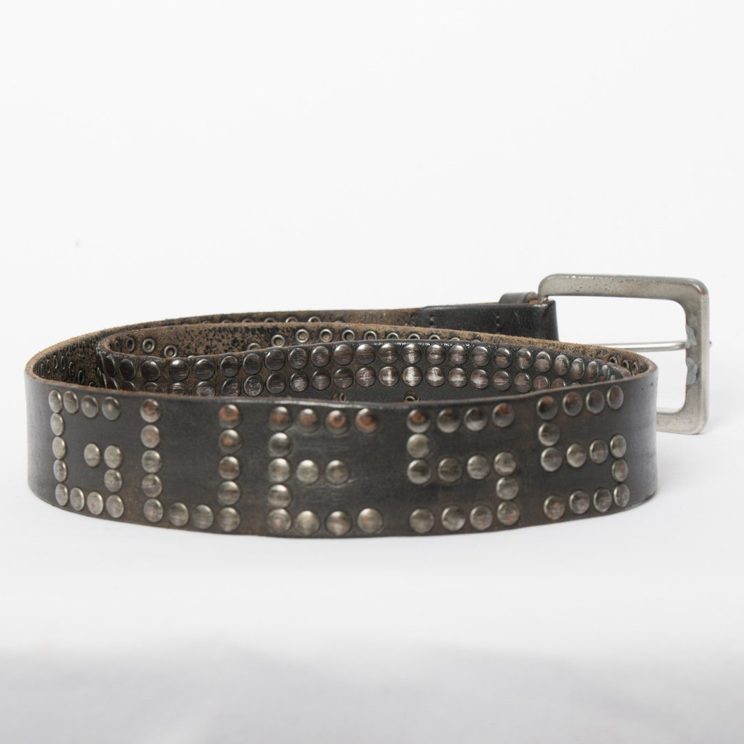 RARE KILLER 90s GUESS Studded Belt Fish Motif Punk Belt Rock Biker Belt ...