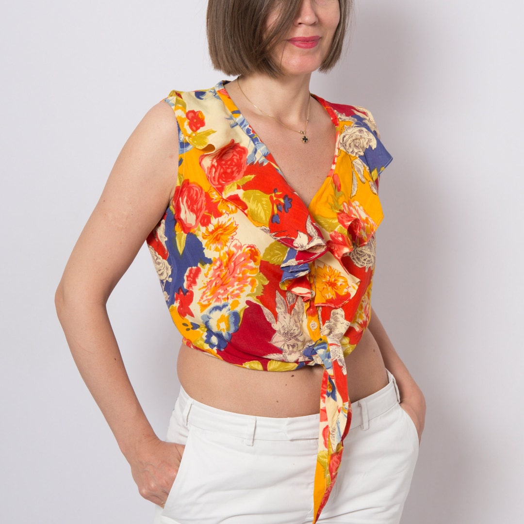 Printed Tied-Front Shirt