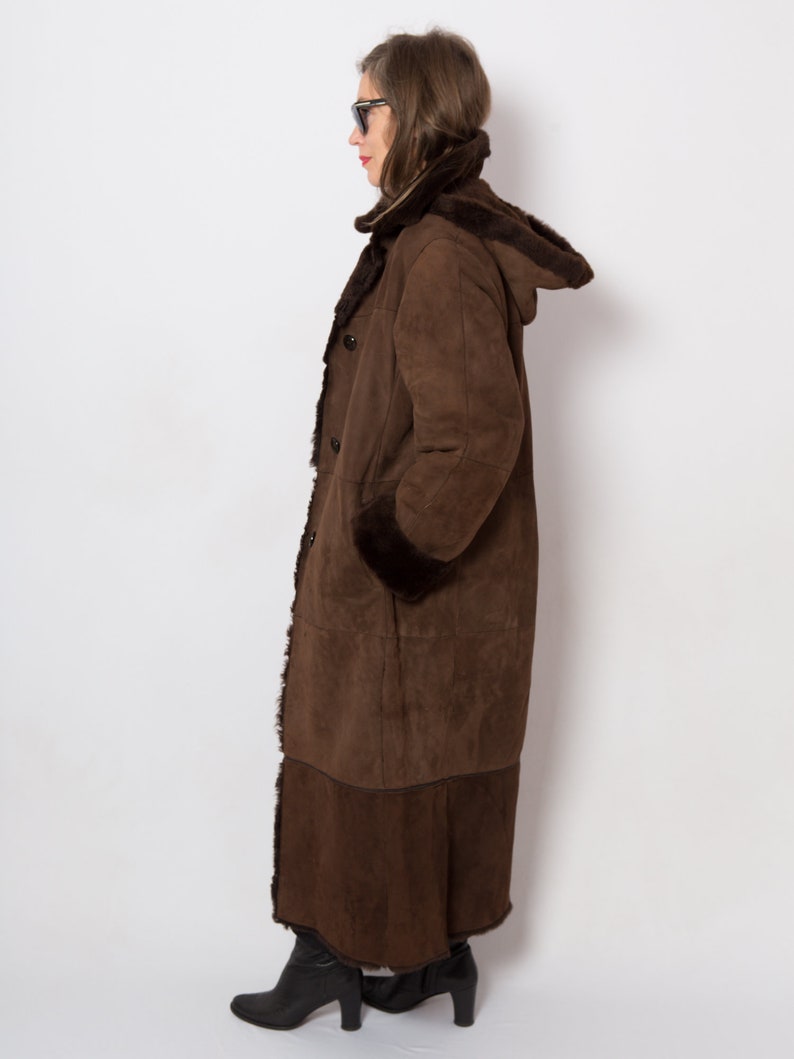 Maxi Sheepskin Coat Long Shearling Coat Hooded Coat Winter | Etsy