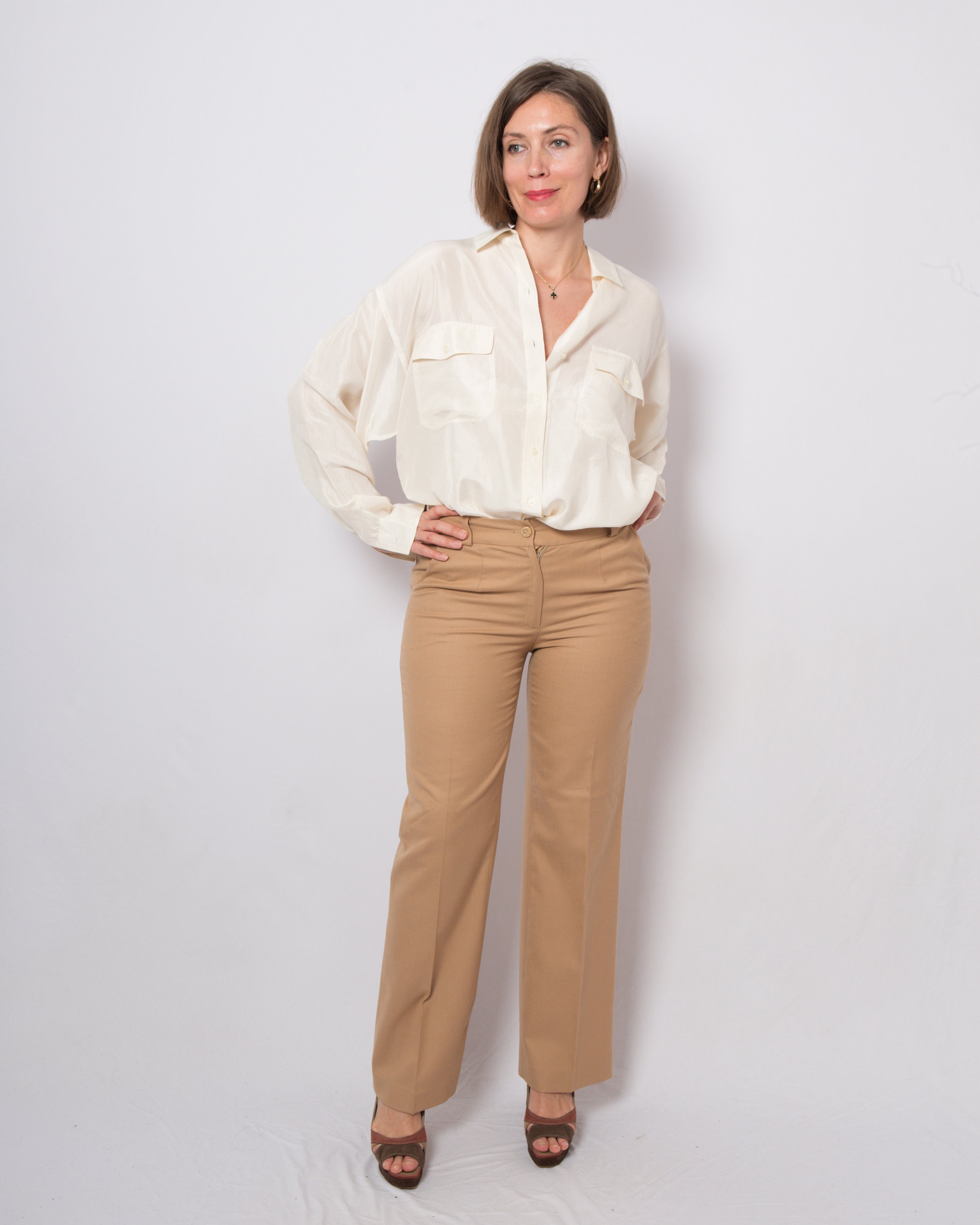 Vintage Brown Wool Pants Women Casual Wool Trousers Elegant Etsy UK