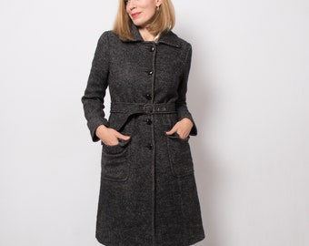 Manteau Pennyblack en tweed pour femme Manteau ceinturé Manteau à chevrons Group Manteau Max Mara Taille moyenne Cadeau