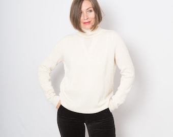 PIERRO DIGLO White Wool Turtleneck Sweater Womens Medium Size Gift