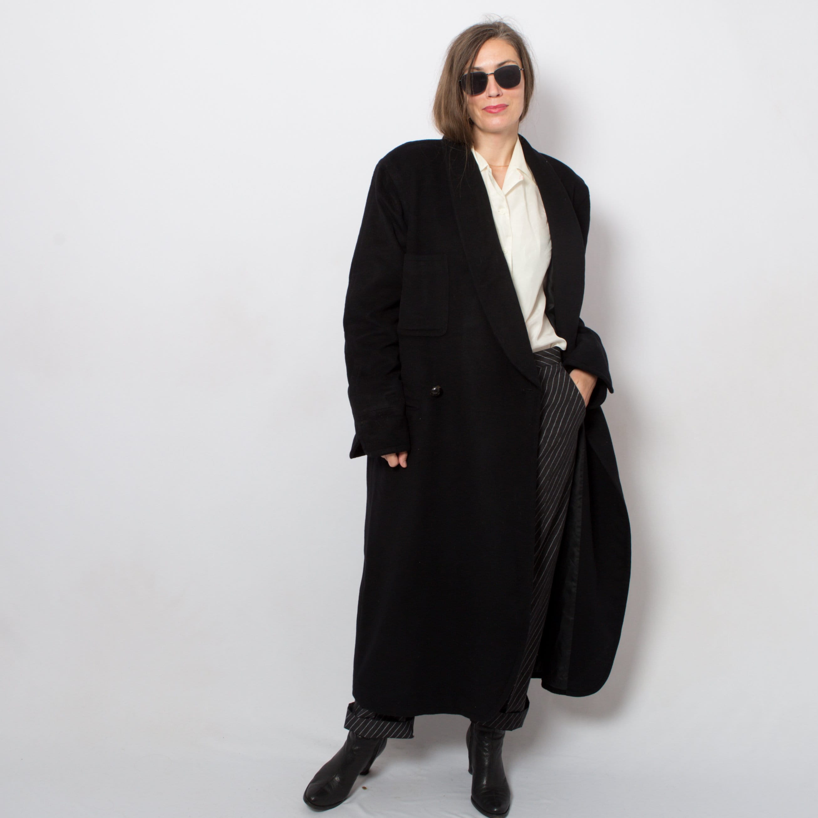 JIL SANDER Cashmere Coat Oversized Coat Long Black Wool Coat | Etsy