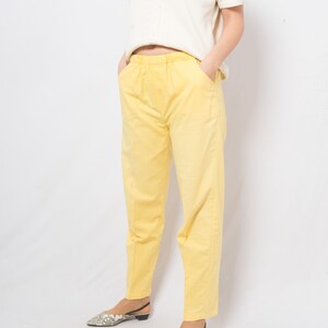 Vintage Lemon Yellow Pants Elastic Waist Pants Summer Yacht Travel Style Medium Size image 4