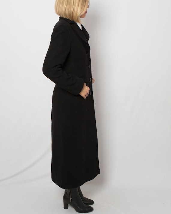 90s Womens Black Cashmere Coat Maxi Coat Long Dre… - image 6