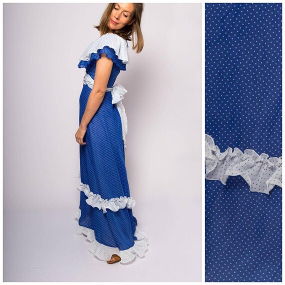 RARE Vintage Emiliana Wendel Blue White Polk Dot M