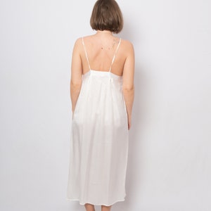 Vintage Peignoir Set Nightgown Robe Set Long Silk White Dressing Gown Silk Slip Dress Gift for Bride Large Size image 5