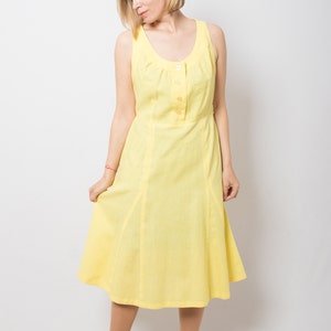 Vintage Shirtwaist Dress Yellow Sun Dress Medium Size Gift for Girlfriend