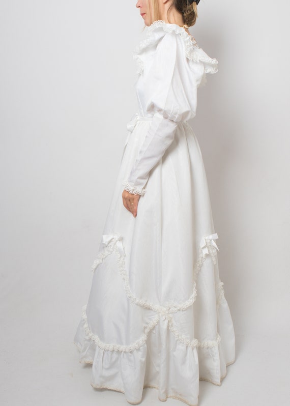 1980s White Puff Sleeve Wedding Dress Princess We… - image 4