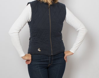 Blue Quilted Vest Equestrian Vest Zip Up Closure Small Size
