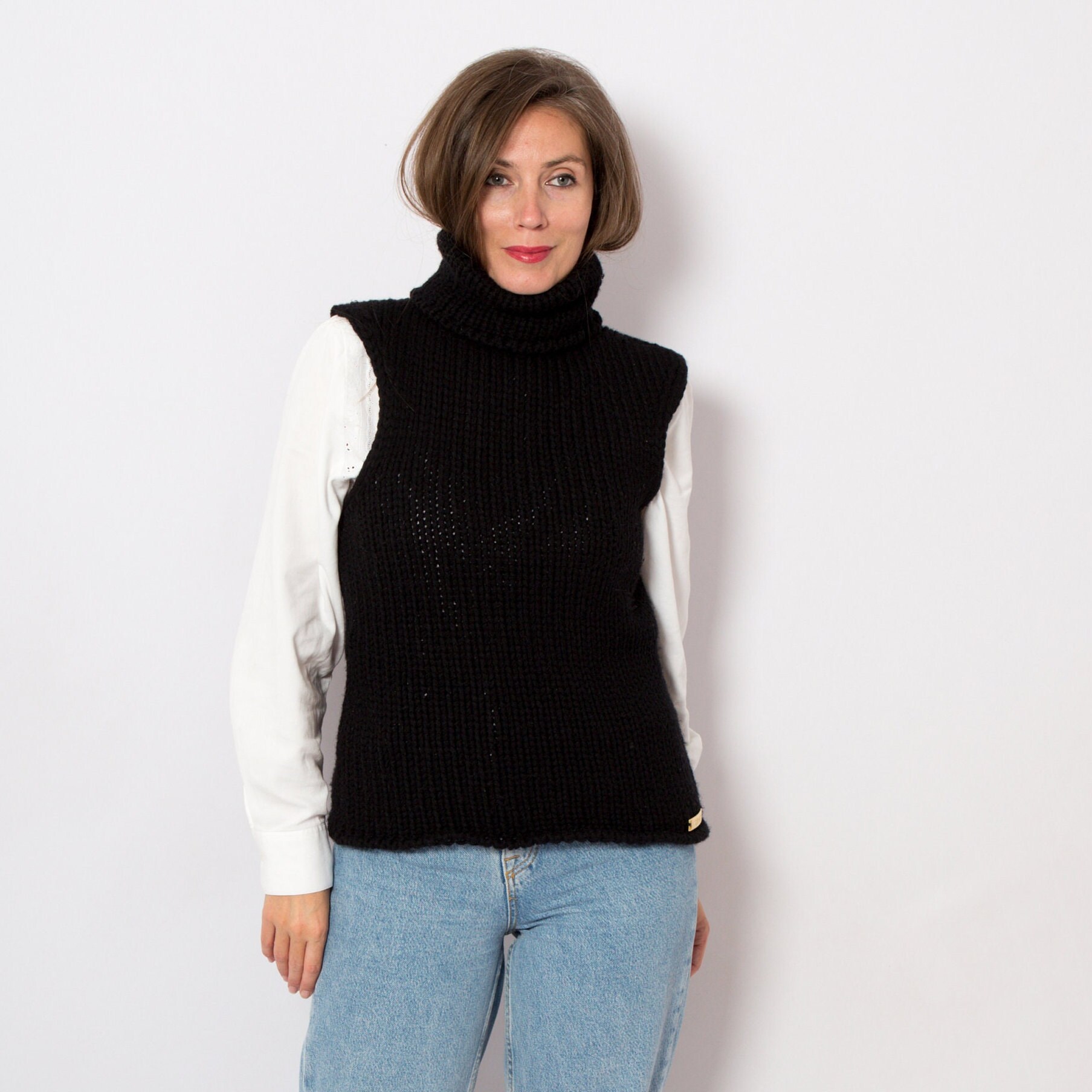 LIU JO Turtleneck Black Sweater Vest 