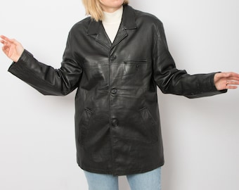 Vintage Leather Shirt in Black, Leather Jacket - Etsy