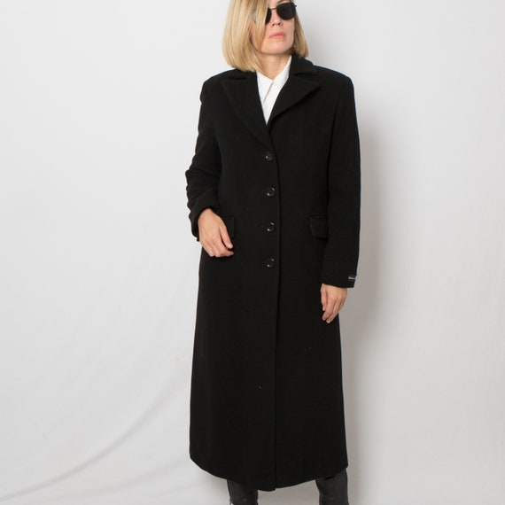 90s Womens Black Cashmere Coat Maxi Coat Long Dre… - image 7