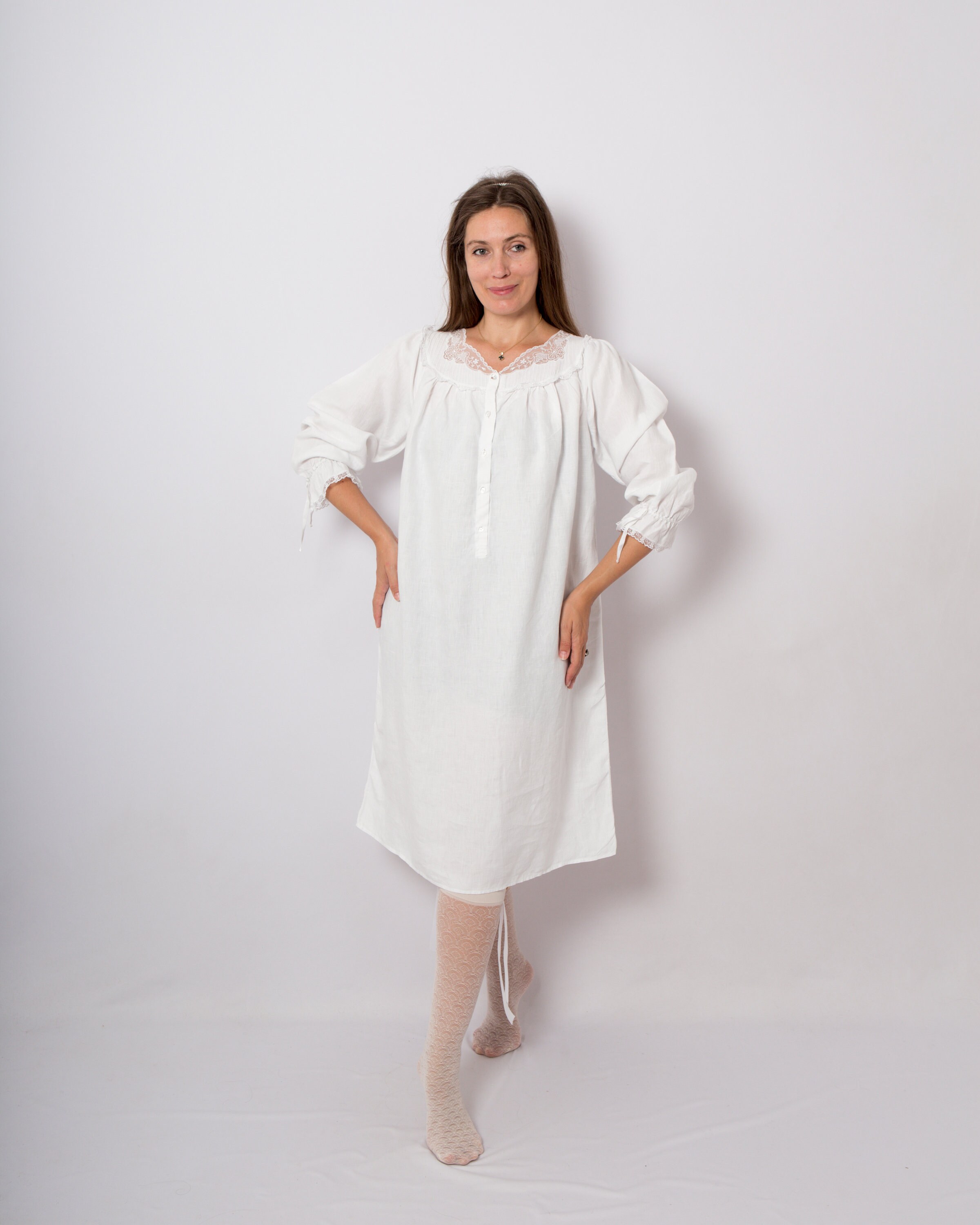 Romantic Linen Nightgown Linen Nightie Chemise Victorian Etsy