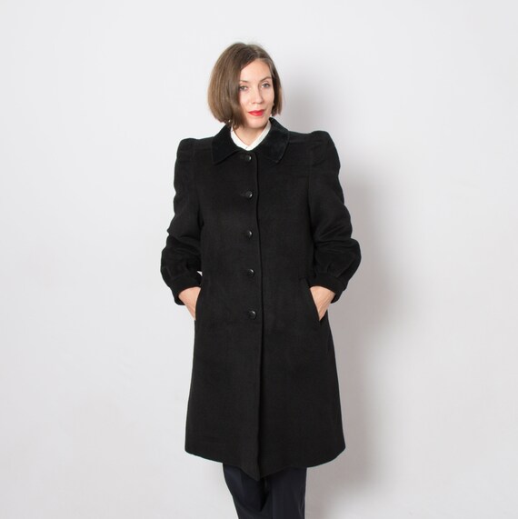 Vintage Alpaca Coat Chunky Black Wool Princess Coat Puff | Etsy