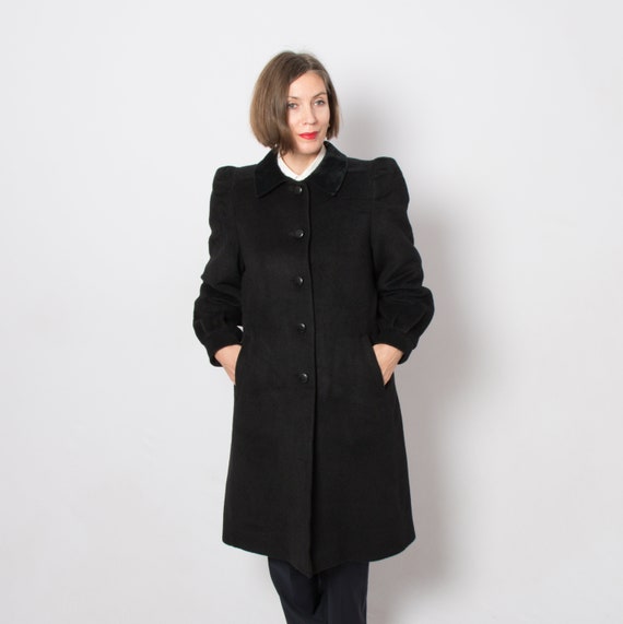 Vintage Alpaca Coat Black Wool Princess 