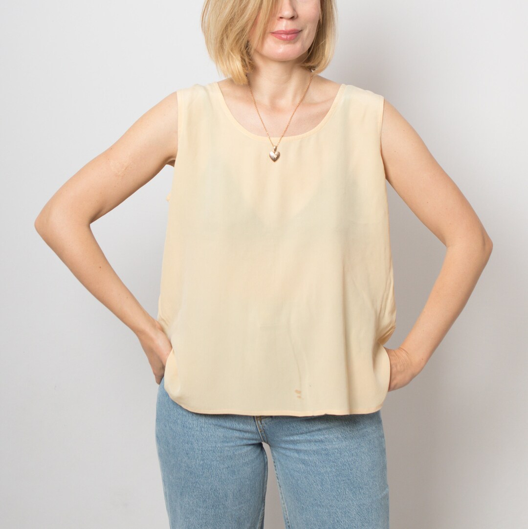 Vintage 90s Cream 100% Silk Renato Nucci Top 8 10 S main image 0