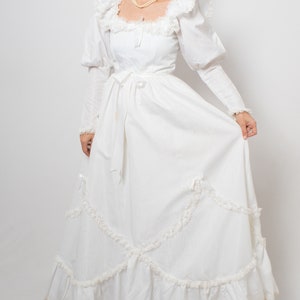 1980s White Puff Sleeve Wedding Dress Princess Wedding Dress inspired Victorian Edwardian Wedding dress Medium Size image 3