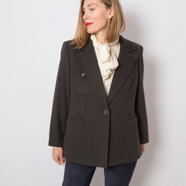 PERSONA Cashmere Blazer Dark Olive Green Wool Blazer can fit M, L size Gift for Girlfriend Wife Lady