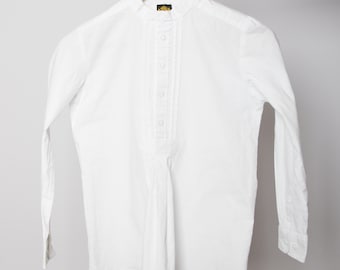 Vintage Boys White Cotton Trachten Shirt Mock Neck Regular fit Size 152