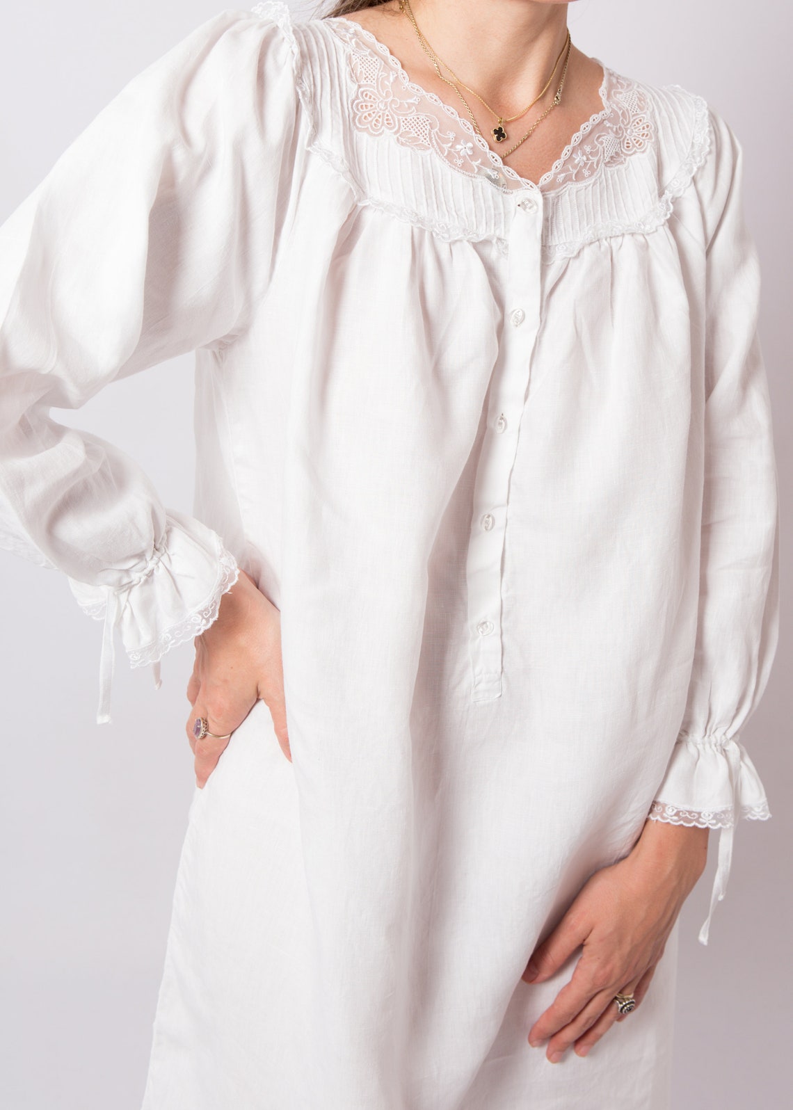 Romantic Linen Nightgown Linen Nightie Chemise Victorian Etsy