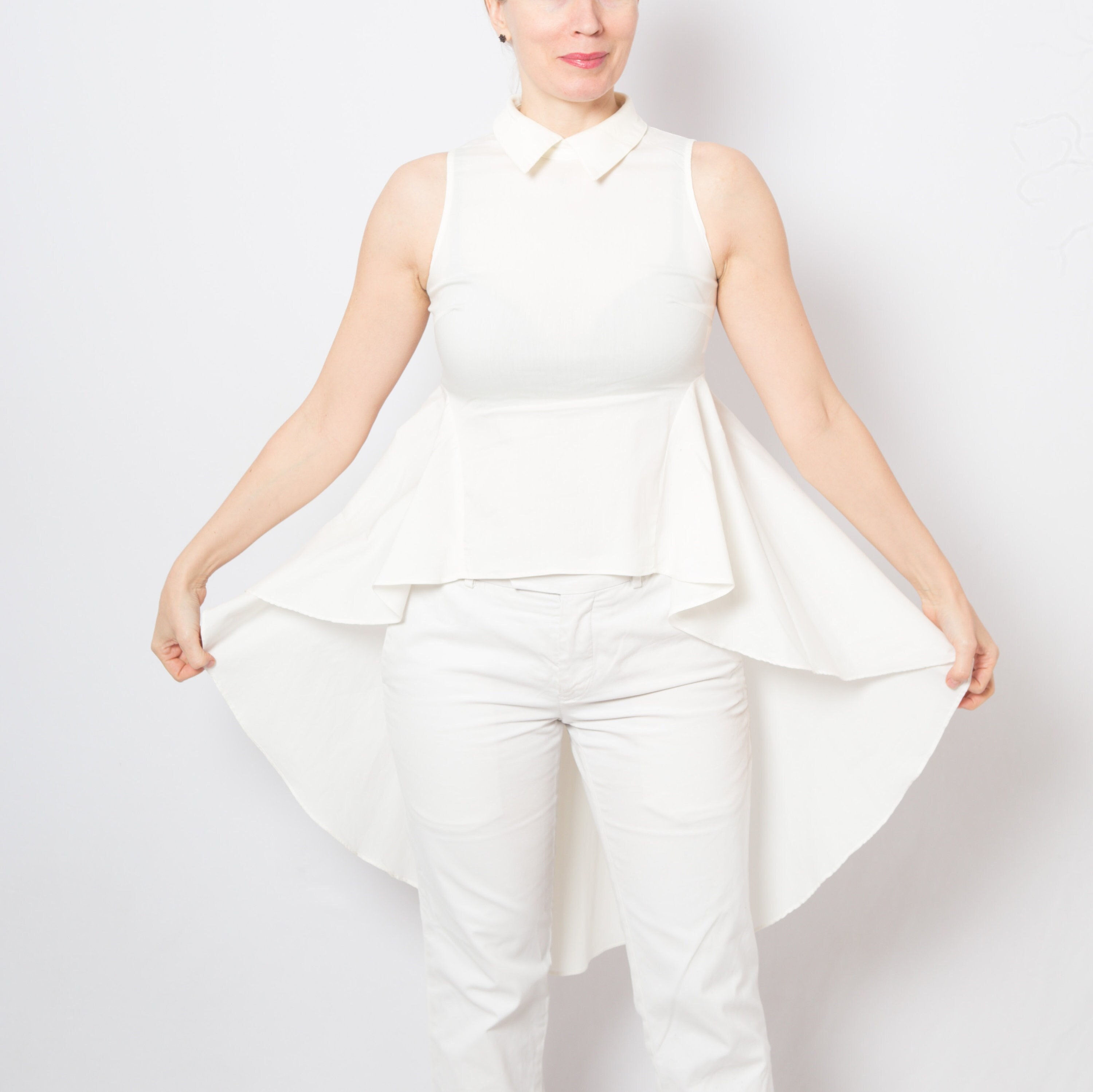 White high deals low peplum top