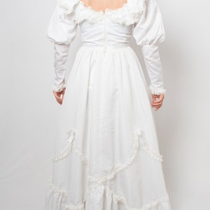 1980s White Puff Sleeve Wedding Dress Princess Wedding Dress inspired Victorian Edwardian Wedding dress Medium Size image 5