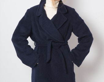 Vintage Emanuel Ungaro Alpaca Coat with Belt Large Size Gift for Girlfriend Wife