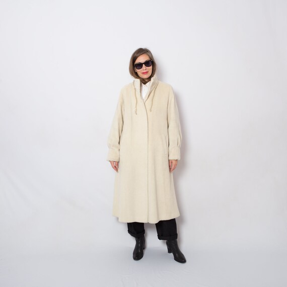 Cream Wool Coat Llama Coat Overcoat Teddy Coat Lon