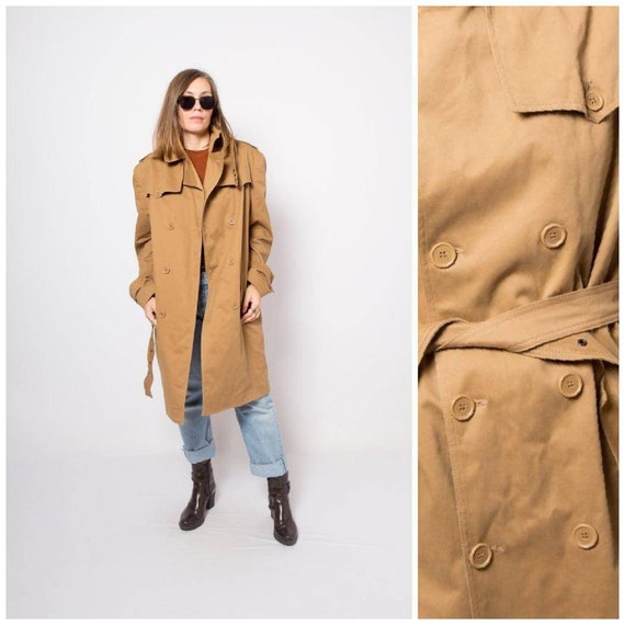 Trench Coat Double Breasted Overcoat Duster Coat L