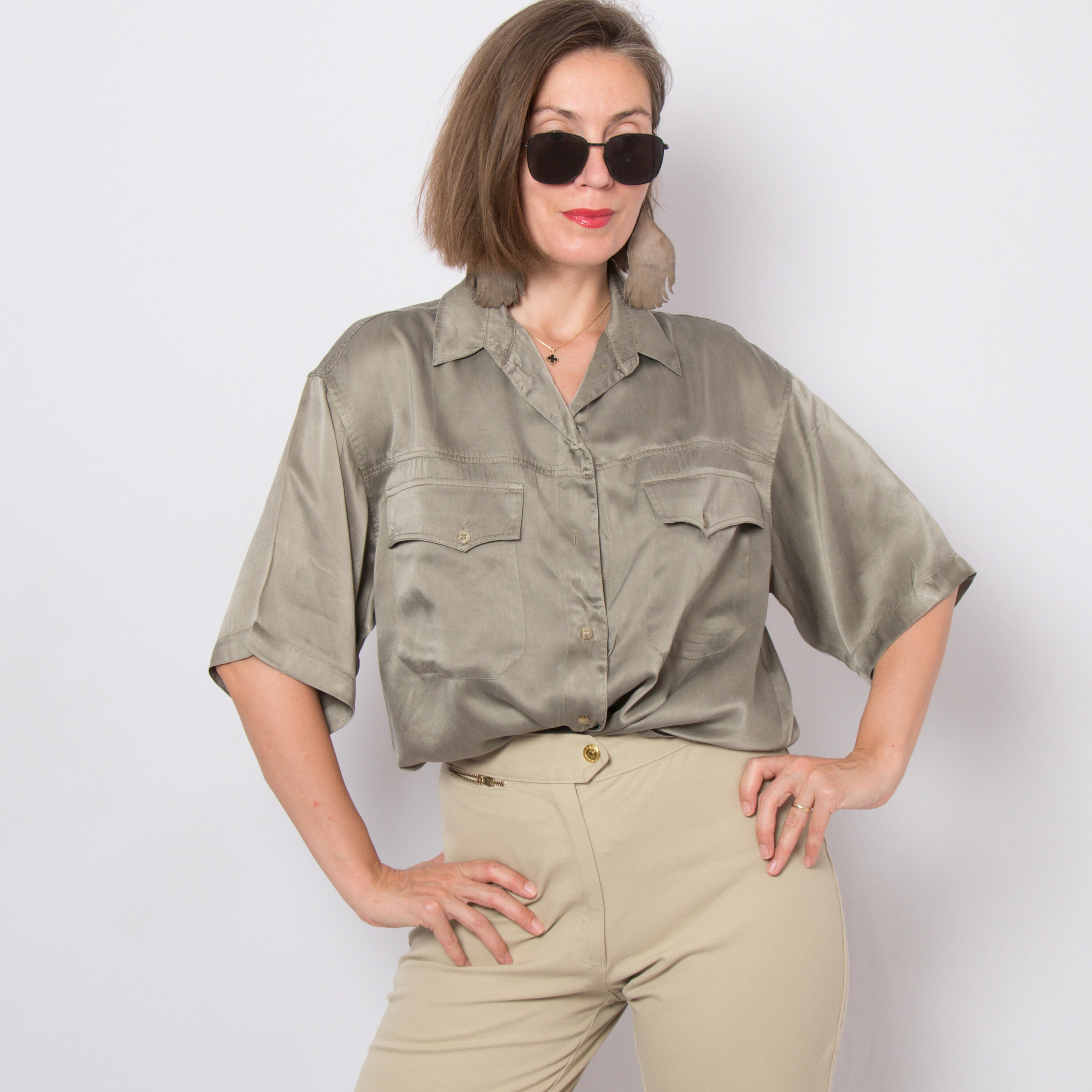 Vintage Silk Shirt Button Down 
