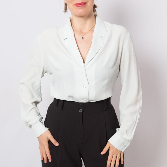 MARELLA Pastel Ladies Silk Blouse Long Sleeves Business Office