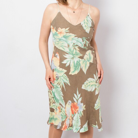 Vintage Strappy Sundress 90s Linen Slip Dress Tro… - image 2